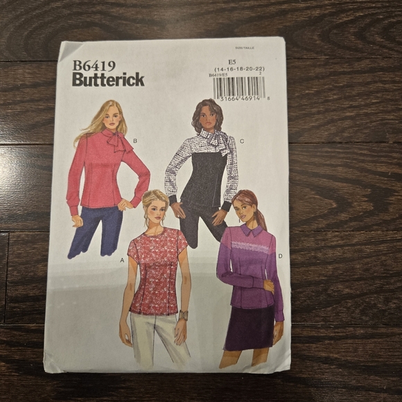 Butterick Women's shirt pattern 6419 - Picture 1 of 3